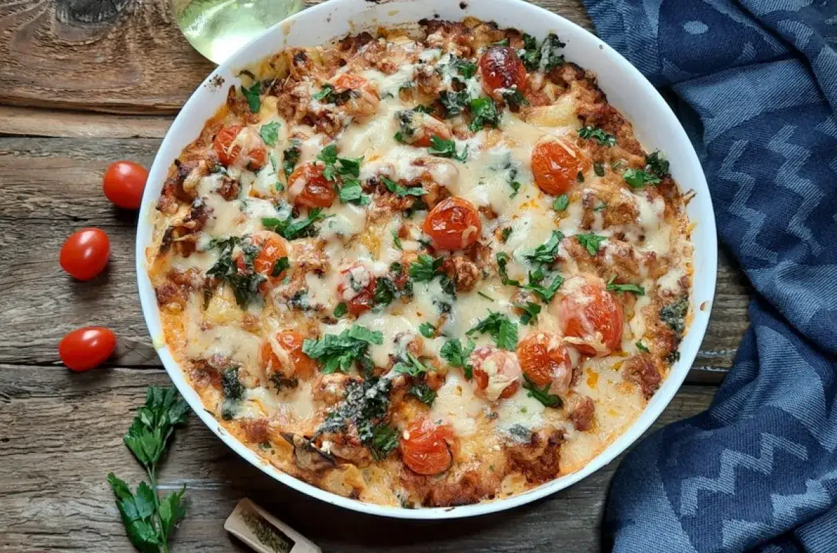 Tortellini z mięsem na talerzu z sosem